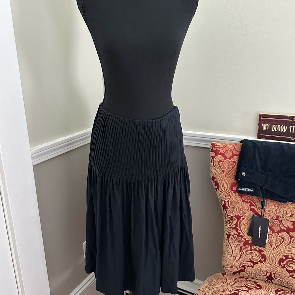 Emanuel Ungaro Black Silk Blend pleated skirt (A)